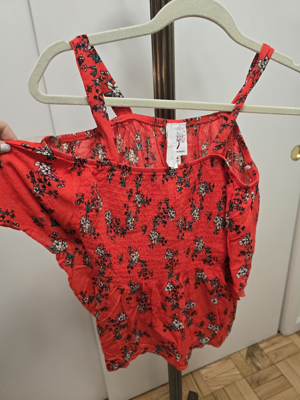 Self Esteem Red Floral Smocked Cami
